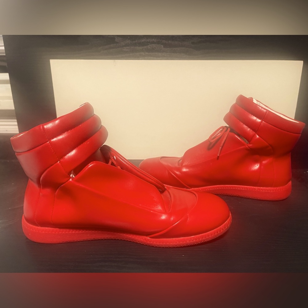 Maison Martin Margiela Paris 22 Future High Top Red Leather Sneaker US-9.5 EU-43